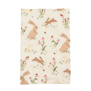 Floral Bunny Embroidered Tea Towel