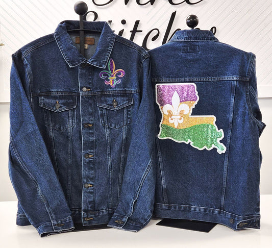Mardi Gras Louisiana Blue Jean Jacket