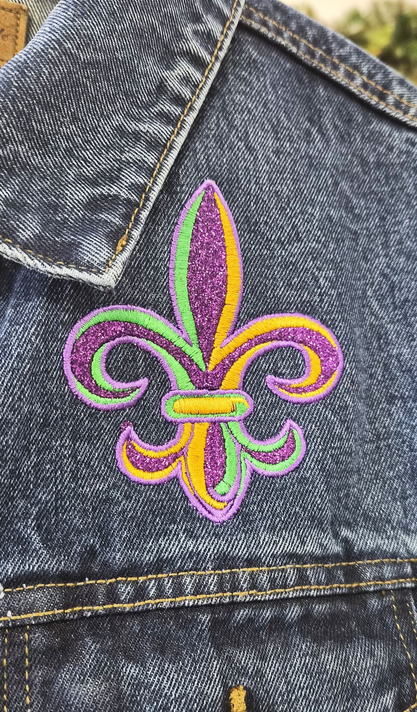 Mardi Gras Louisiana Blue Jean Jacket