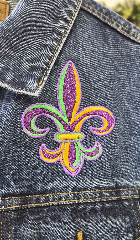 Mardi Gras Louisiana Blue Jean Jacket
