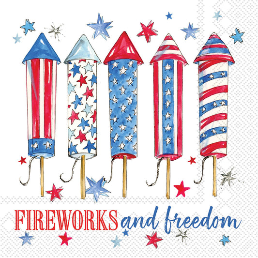 Paper Cocktail Napkin 20 Ct Fireworks & Freedom