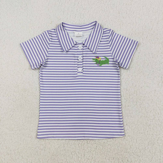 Purple Striped Mardi Gras Alligator Polo