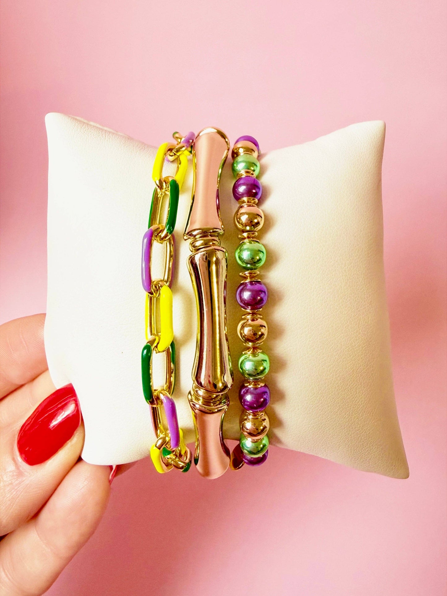 Traditional Mardi Gras Chain Bracelet