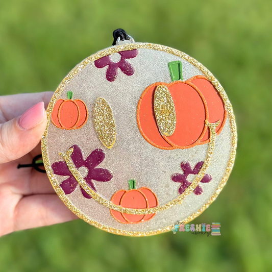 Smiley Pumpkin & Flowers Car Freshie