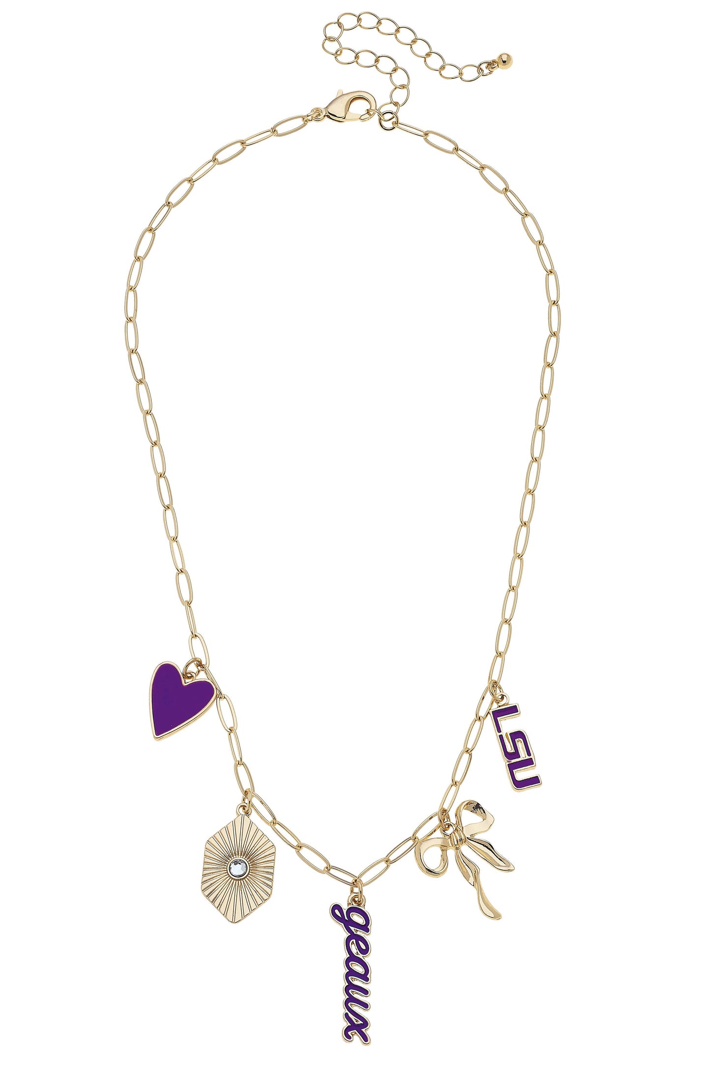 LSU Paper Clip Charm Necklace