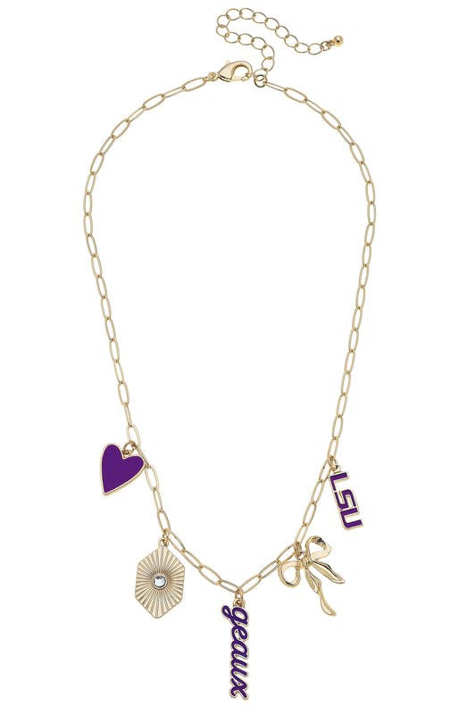 LSU Paper Clip Charm Necklace