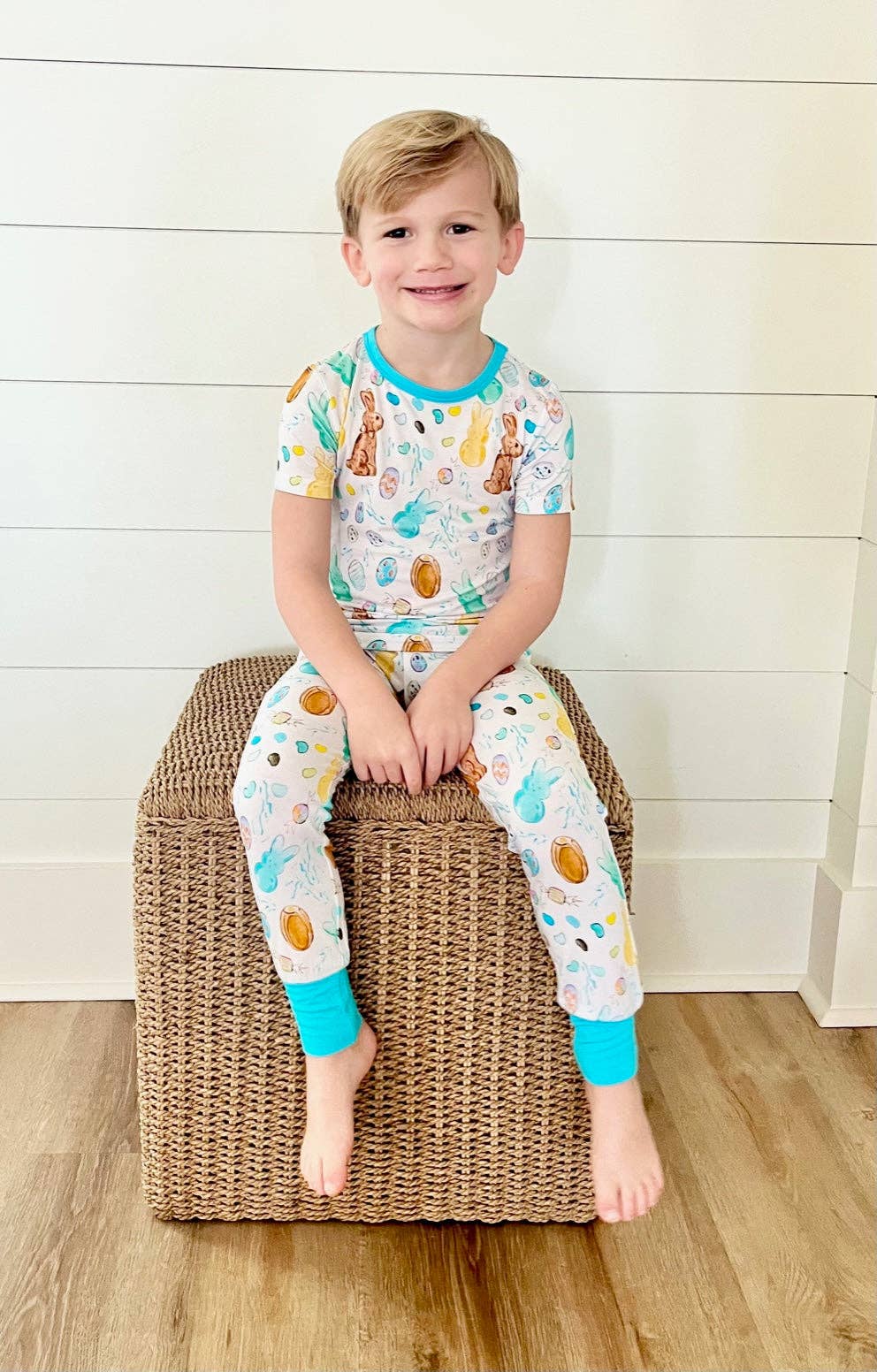 Easter Candy White/Blue Two Piece Pajama Pants Set