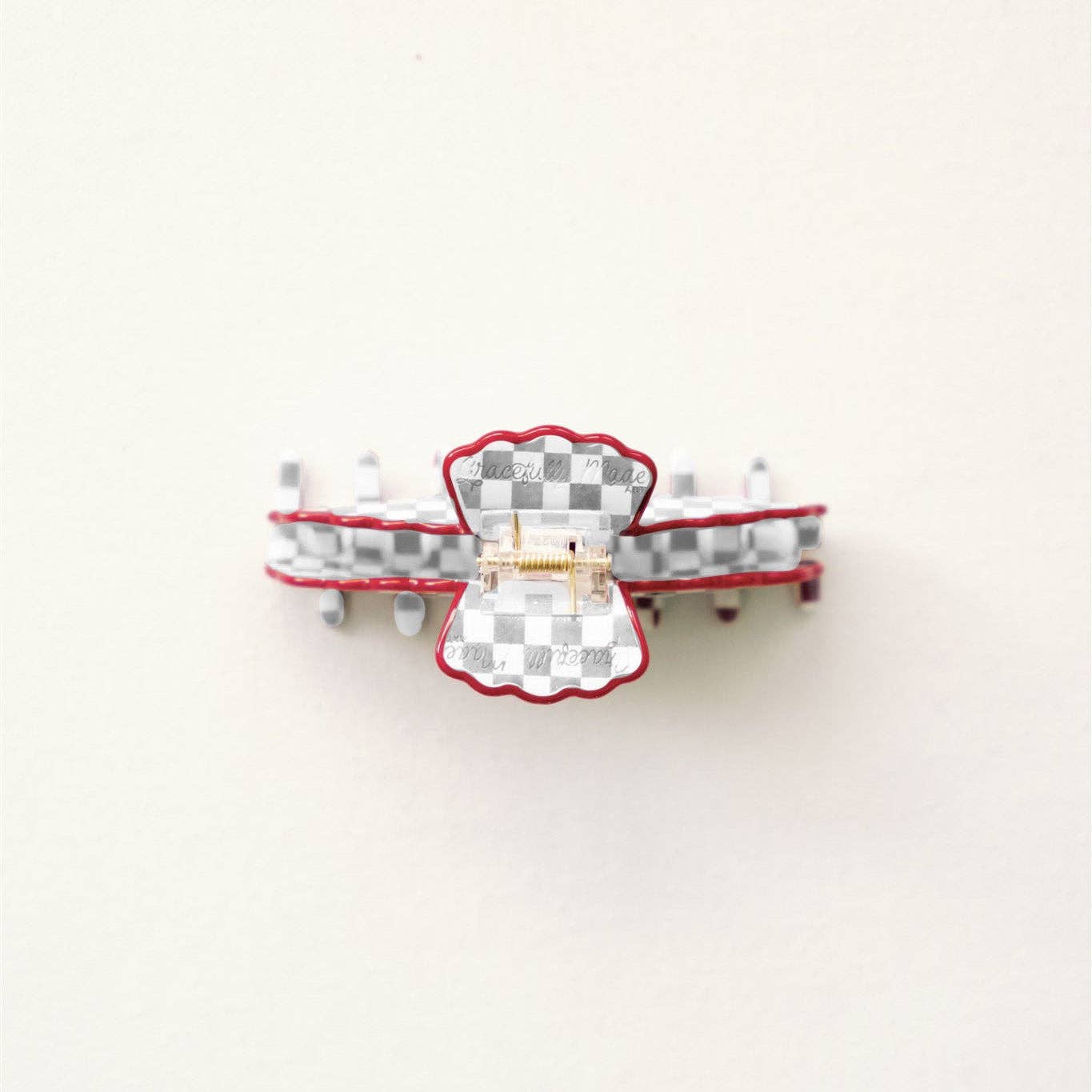 Red and Gray Scalloped Claw Clip