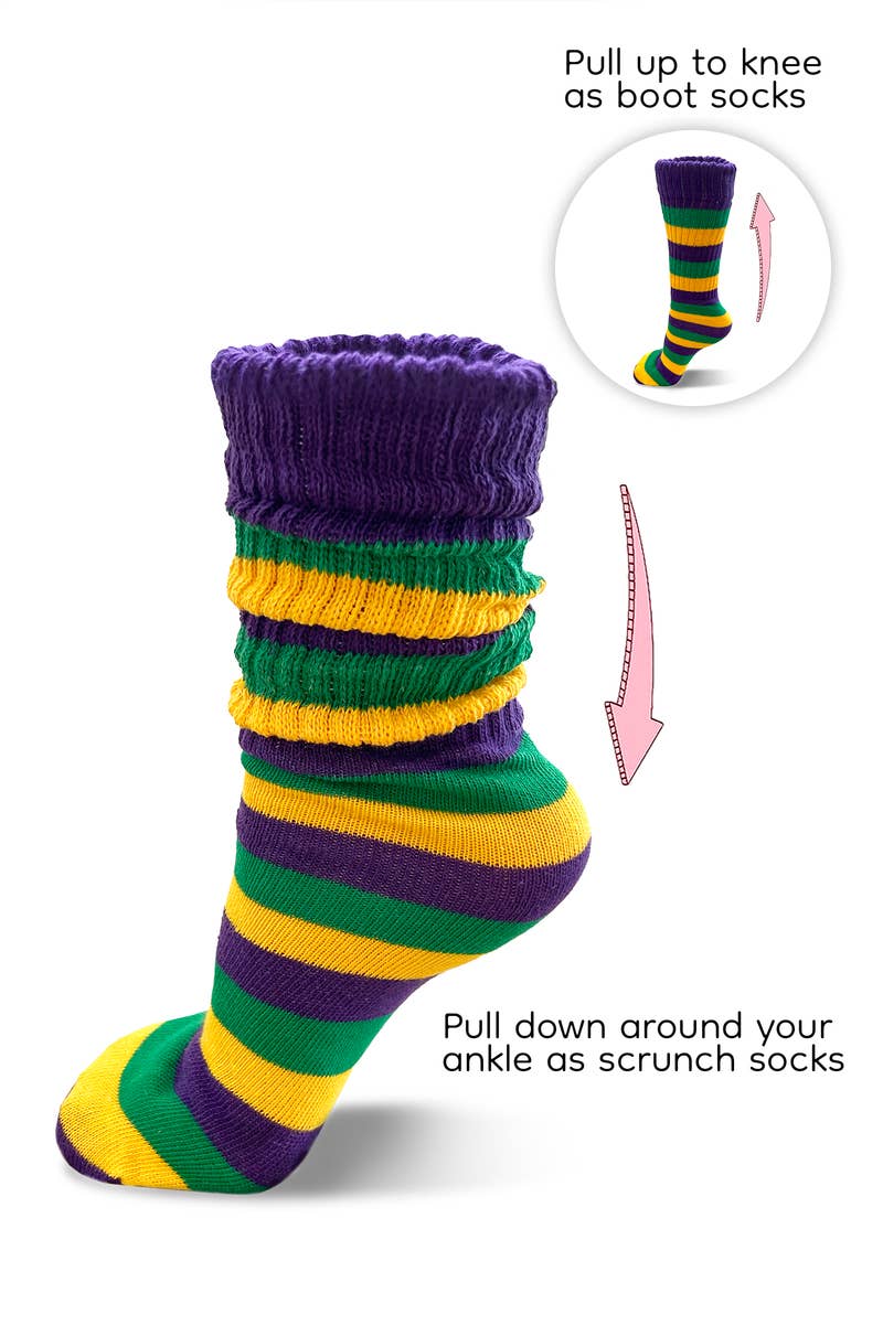 Mardi Gras Slouchy Socks