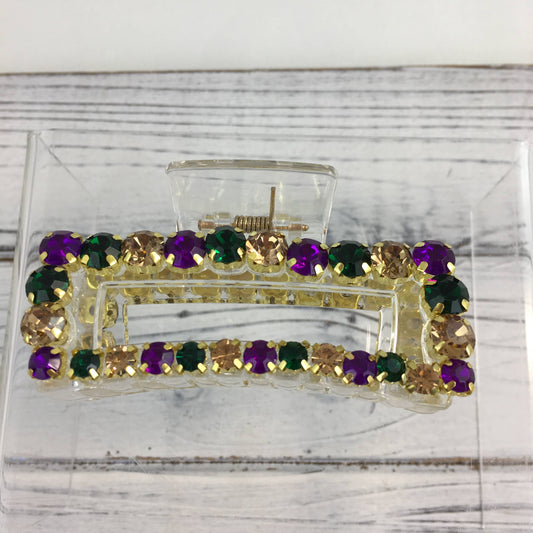 Mardi Gras Rhinestone Claw Clip 