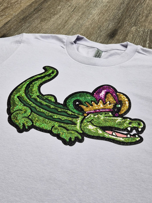 Mardi Gras Sequin Alligator Women's Boxy T-Shirt