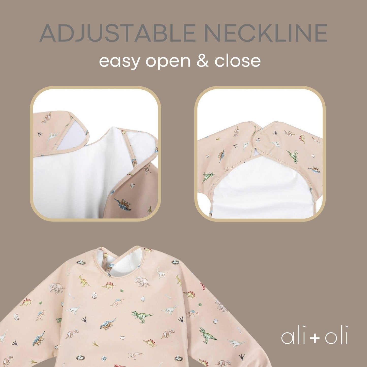 Smock Bib Long & Short Sleeve Set (Dino-Mint)