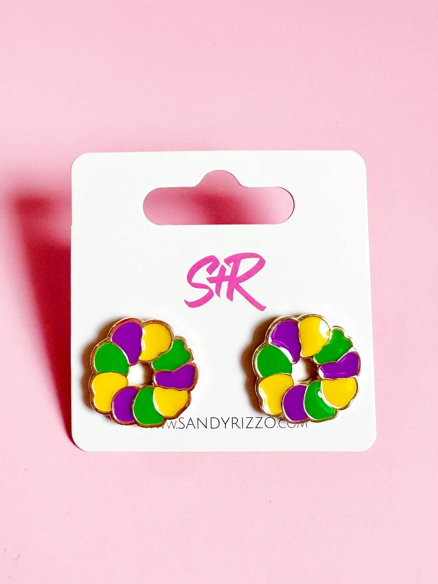 Enamel King Cake Stud Earring