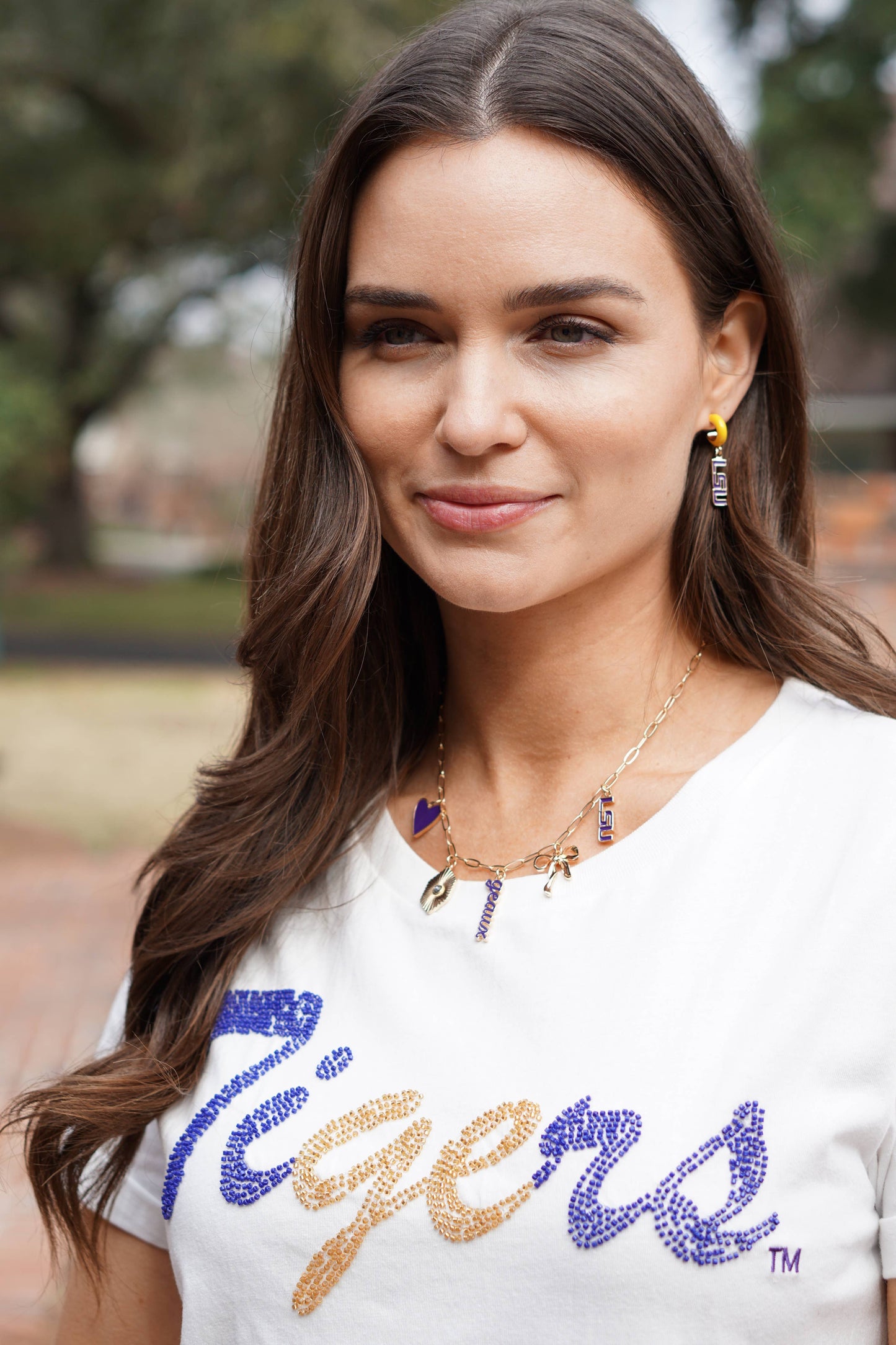LSU Paper Clip Charm Necklace