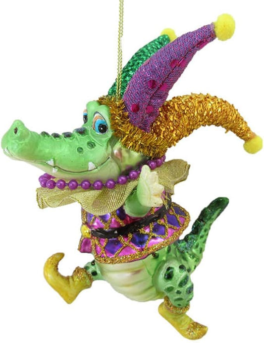 Mardi Gras Jester Alligator Ornament