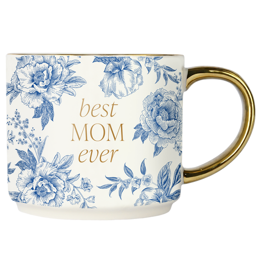 Blue Floral Best Mom Ever Coffee Mug