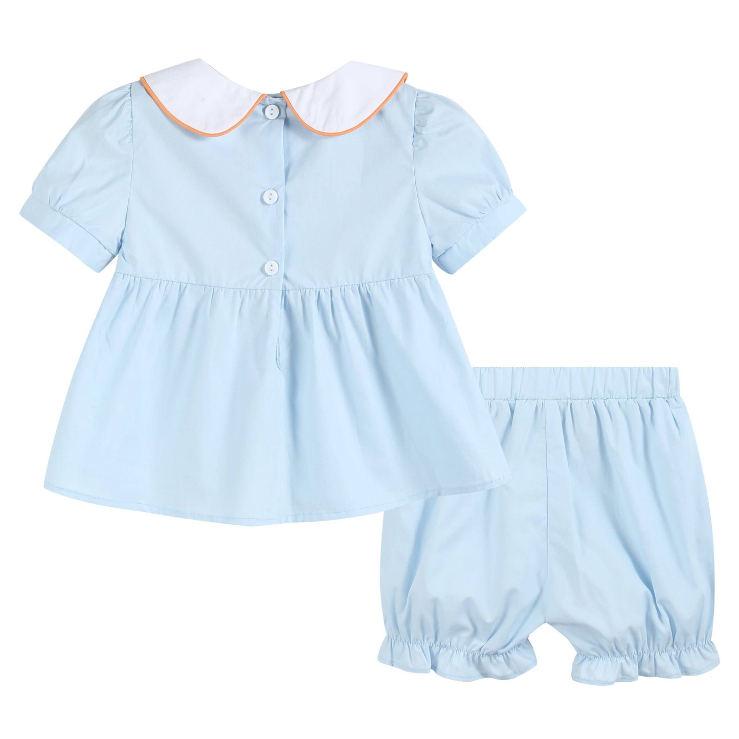 Light Blue Pumpkin Vine Smocked Bloomer Set