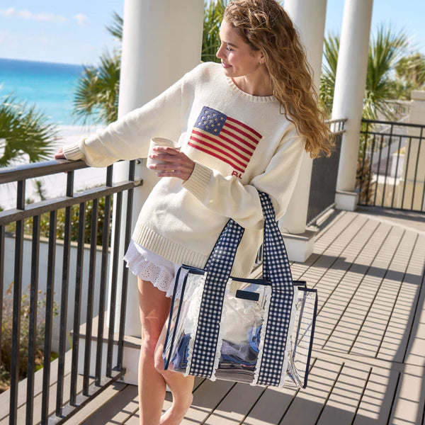 Case-Mate Navy Eyelet Gingham Jelly Tote