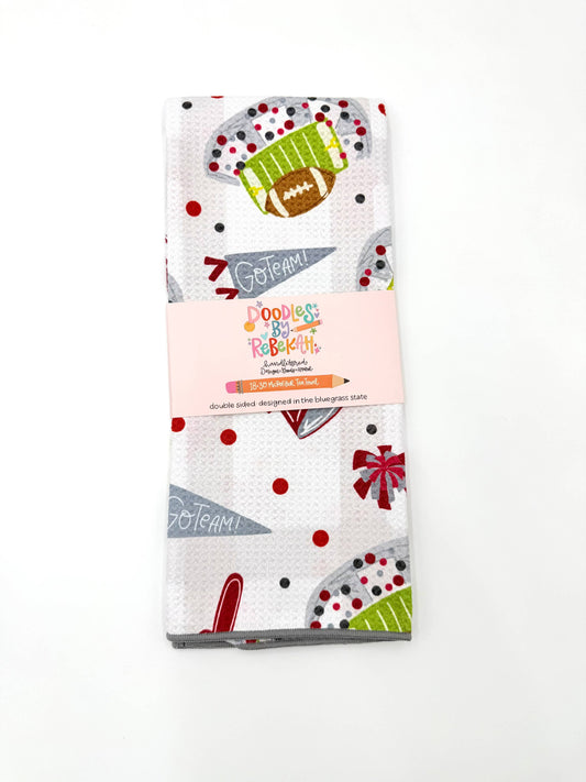 Crimson & Gray Football Game Day- Microfiber Waffle Weave Tea Towel