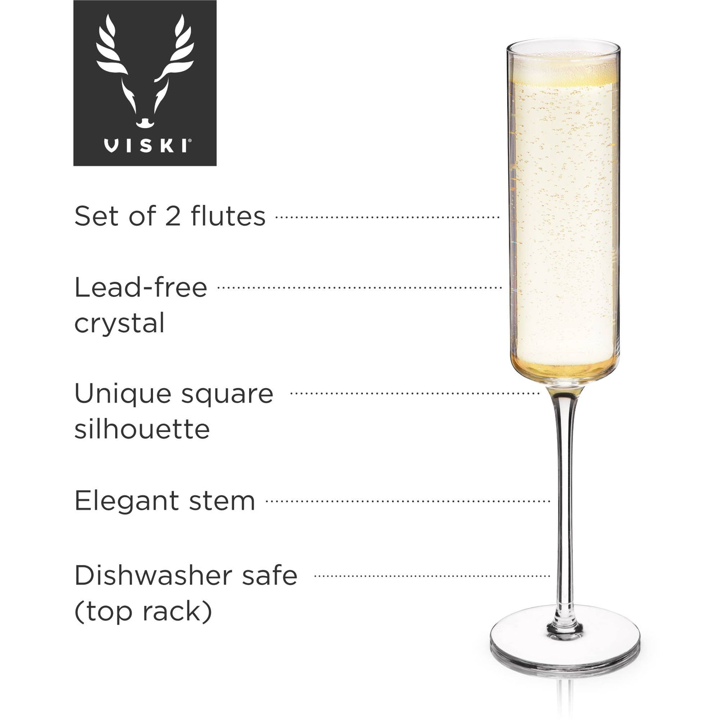 Laurel Crystal Champagne Flutes by Viski – Set of 2