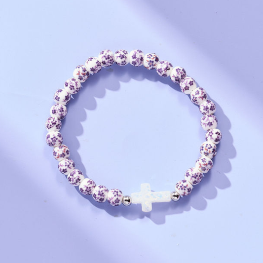 Holy Water Purple Porcelain Bracelet: Waterproof Gold