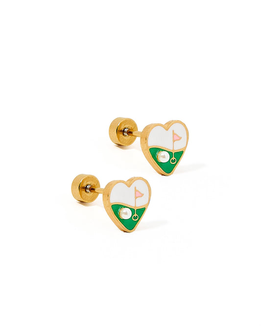 Golf Par Tee Screwback Stud Earrings