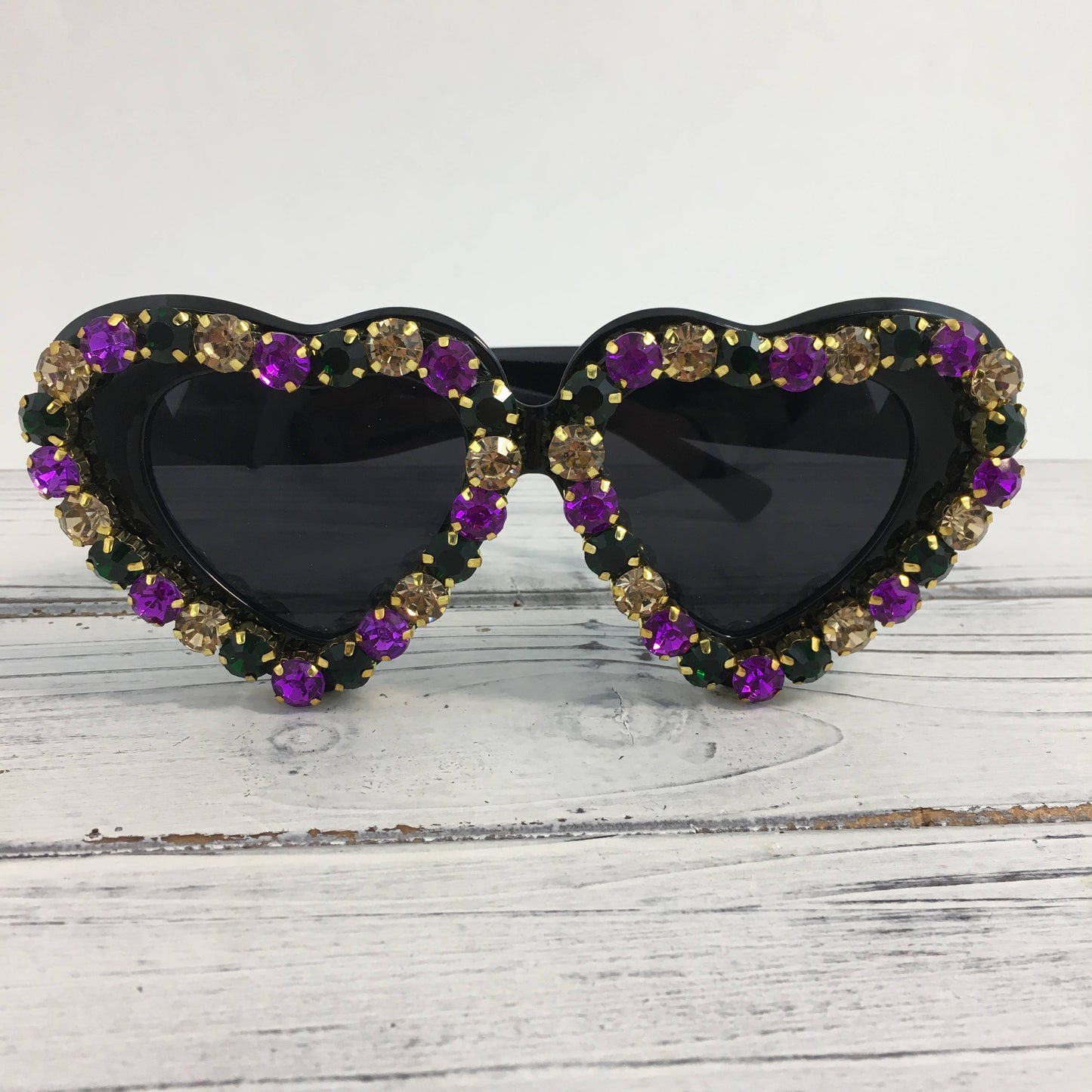 Mardi Gras heart shaped stone sunglasses 