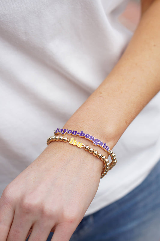 LSU Bayou Bengals Bead Bracelet Set