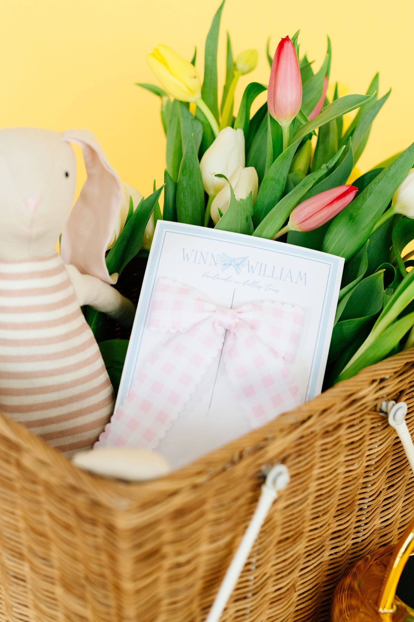 Gingham Long-tail bow: Medium