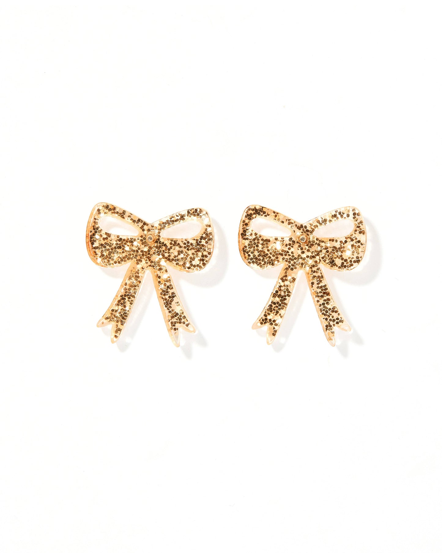 Sophia  Bow Earrings - Gold Glitter