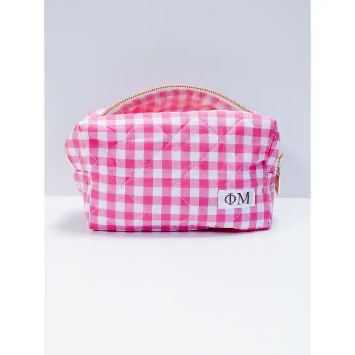 Sorority Gingham Quilted Makeup Bag