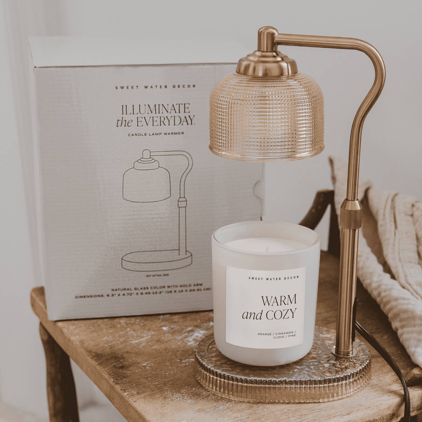 Candle Lamp Warmer - Natural & Gold