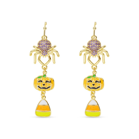 Gold Dangle Halloween Icon Earrings