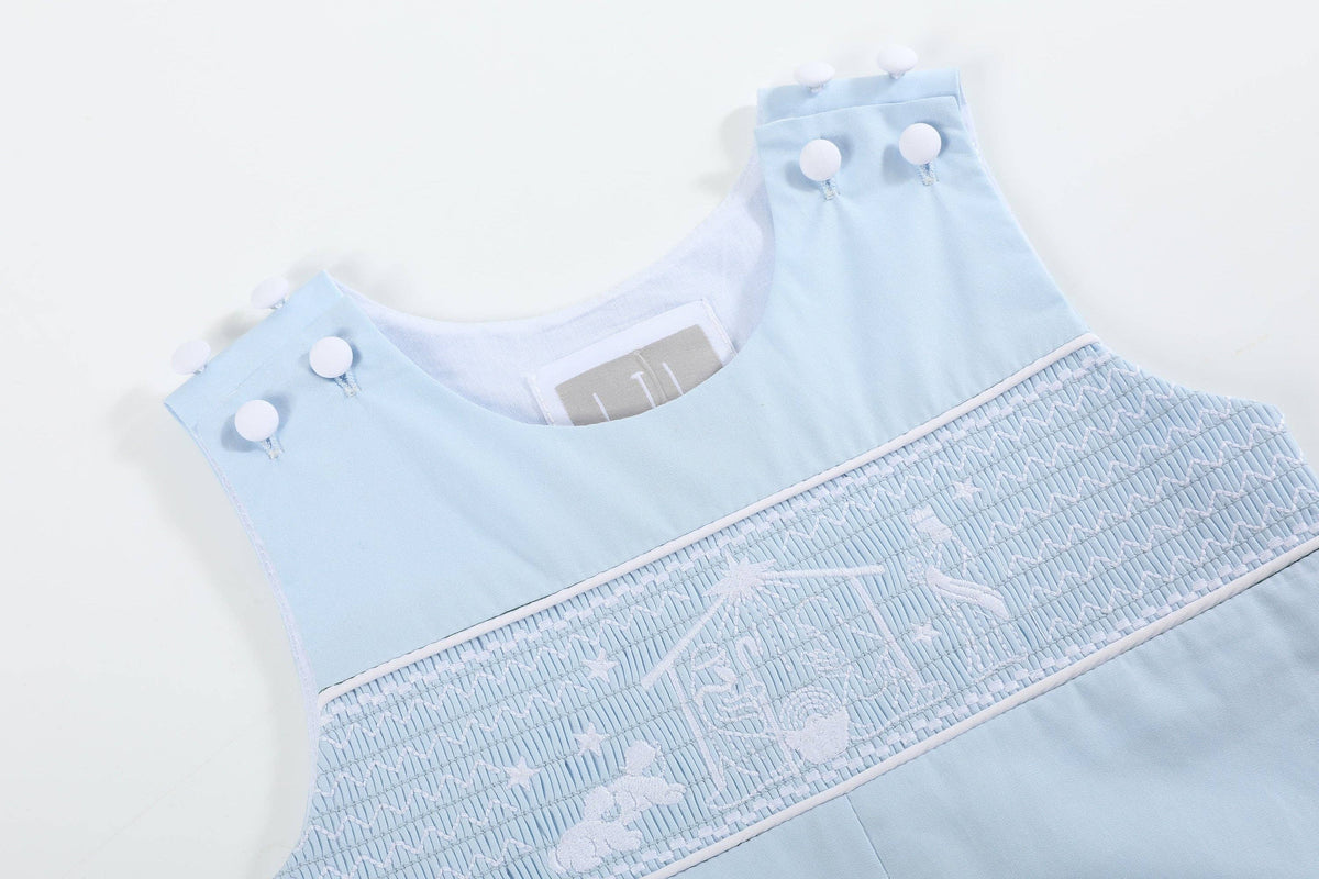 Light Blue Nativity Smocked Overalls