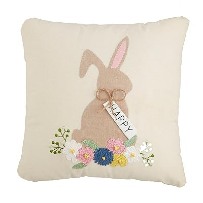 Happy Bunny Embroidered Pillow