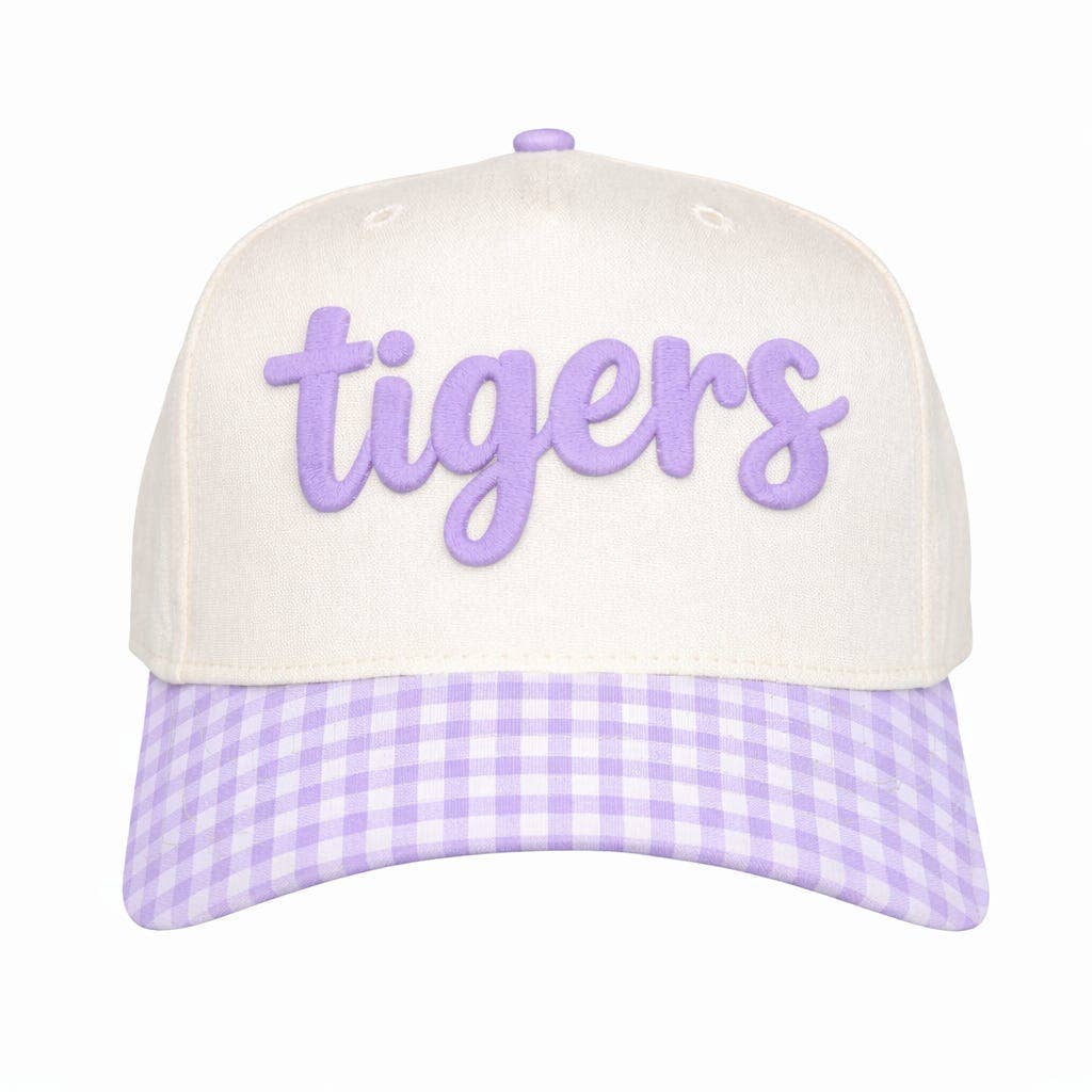 Tigers Lavender Gingham Game Day Hat