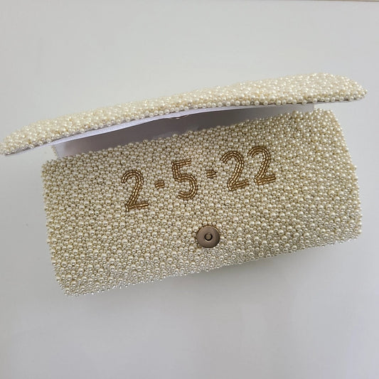Mrs. Beaded Bag With Custom Wedding Date
