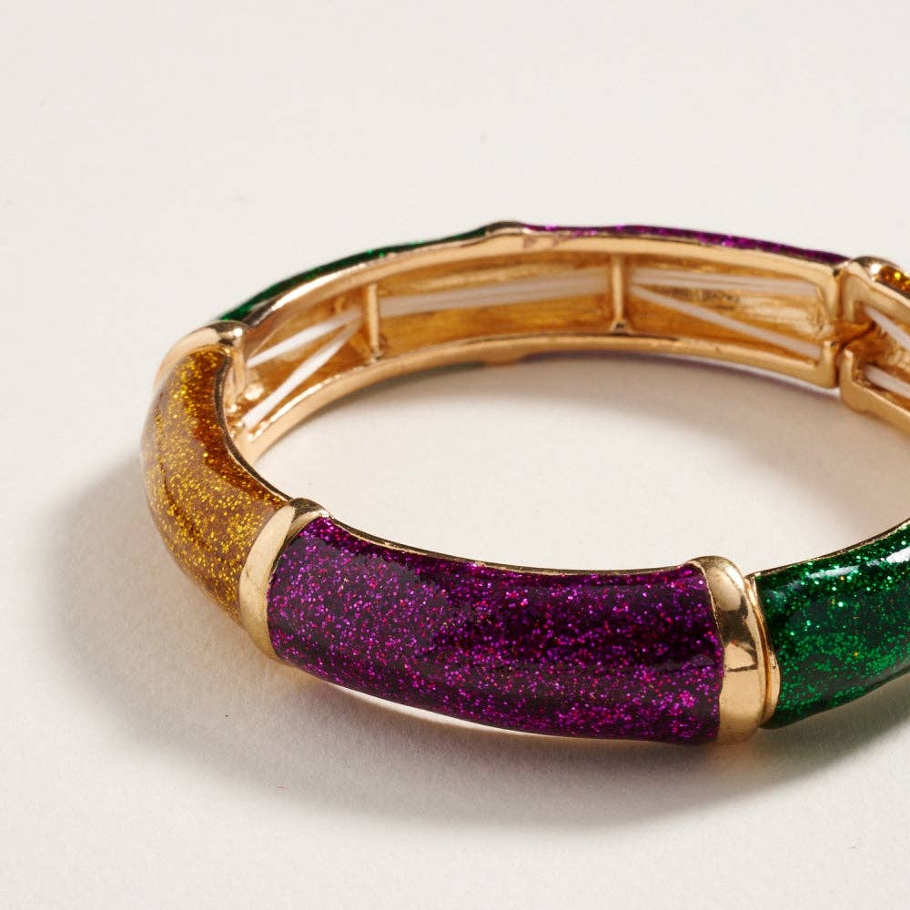 Glitter Mardi Gras Enamel Bracelet