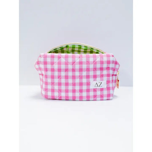 Sorority Gingham Quilted Makeup Bag