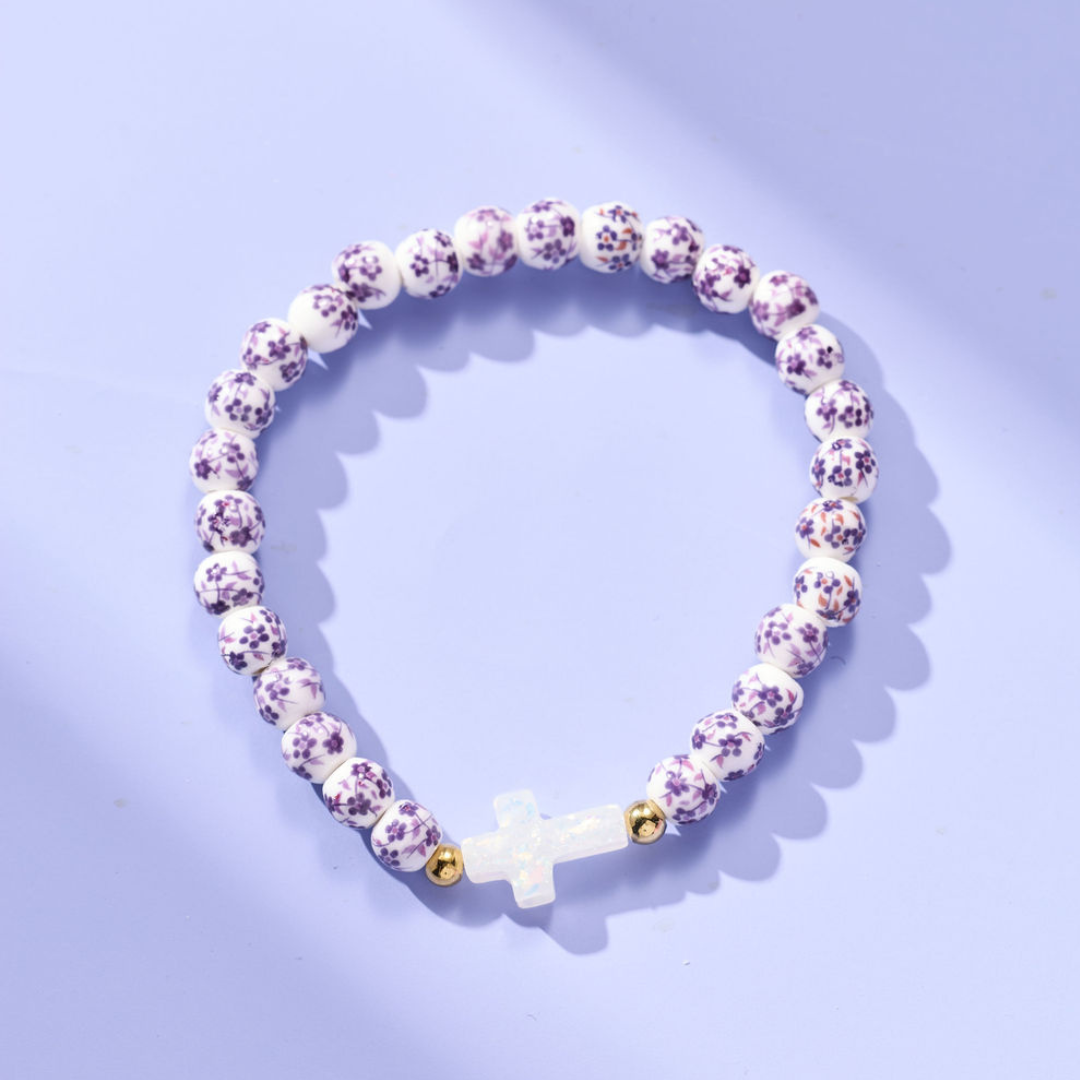 Holy Water Purple Porcelain Bracelet: Waterproof Gold