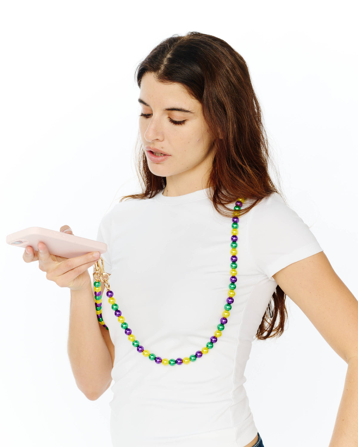 Mardi Gras Pearl bright phone strap
