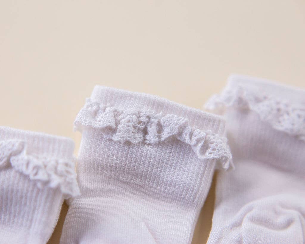 Comfort - White Lace Non-Slip Silicone Grip Baby Socks