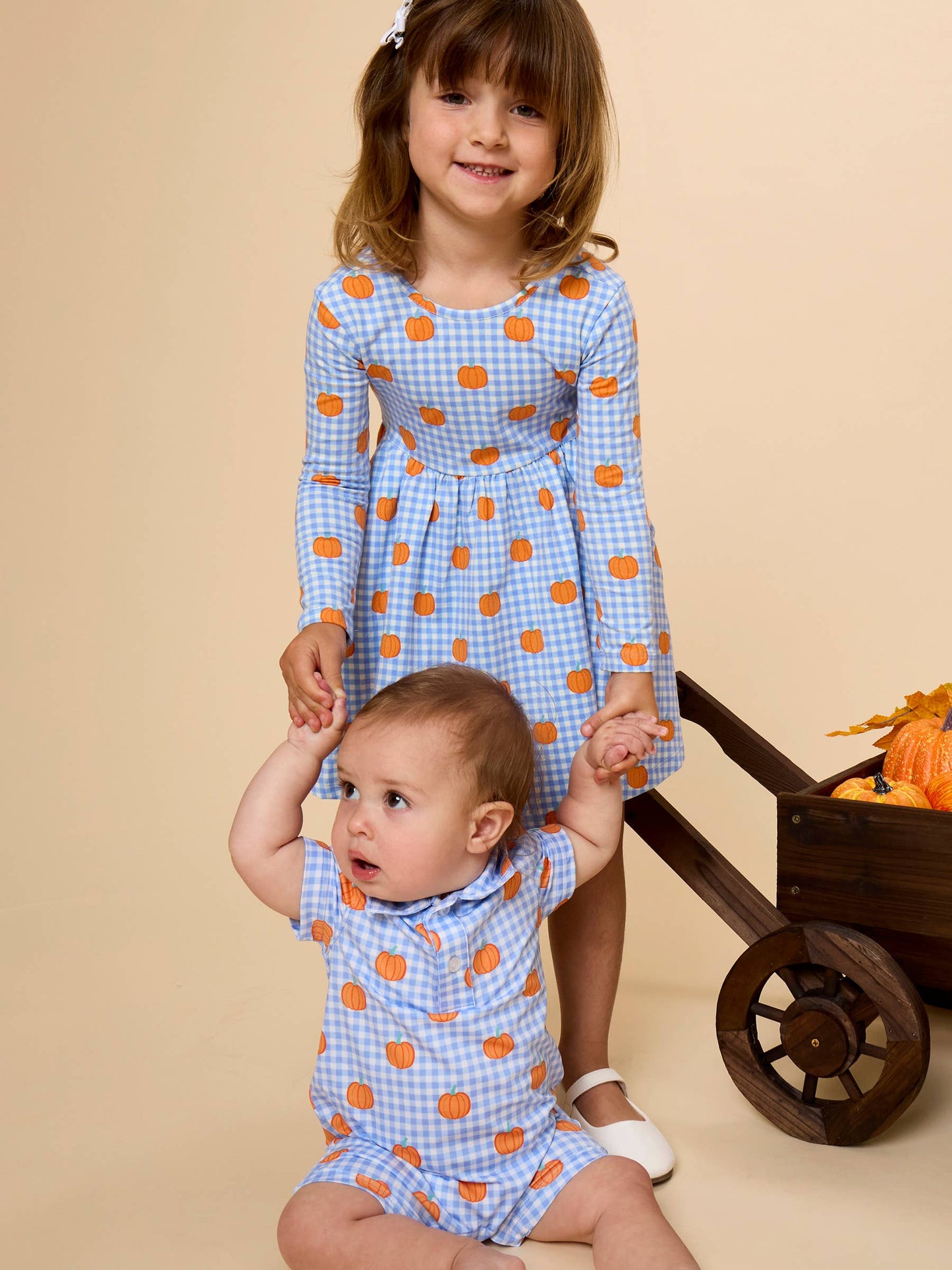 Pumpkin Patch Gingham Short Sleeve Polo Romper