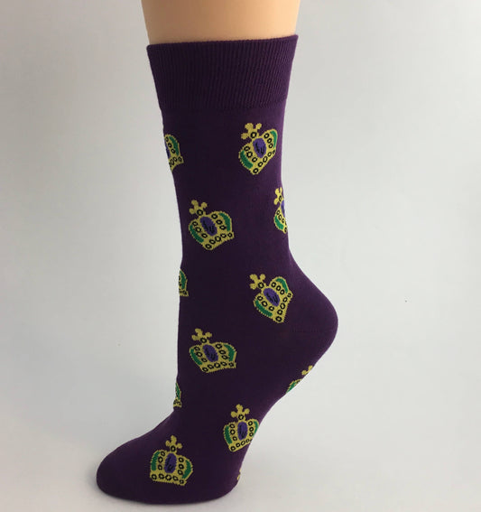 Mardi Gras purple crown socks