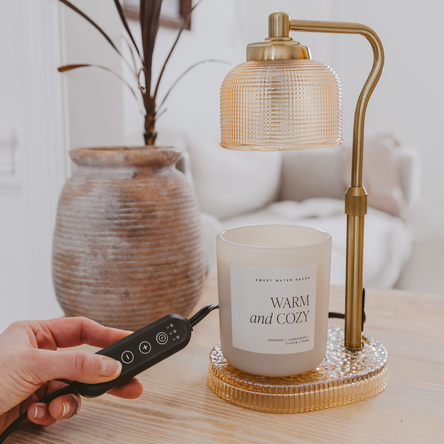 Candle Lamp Warmer - Natural & Gold