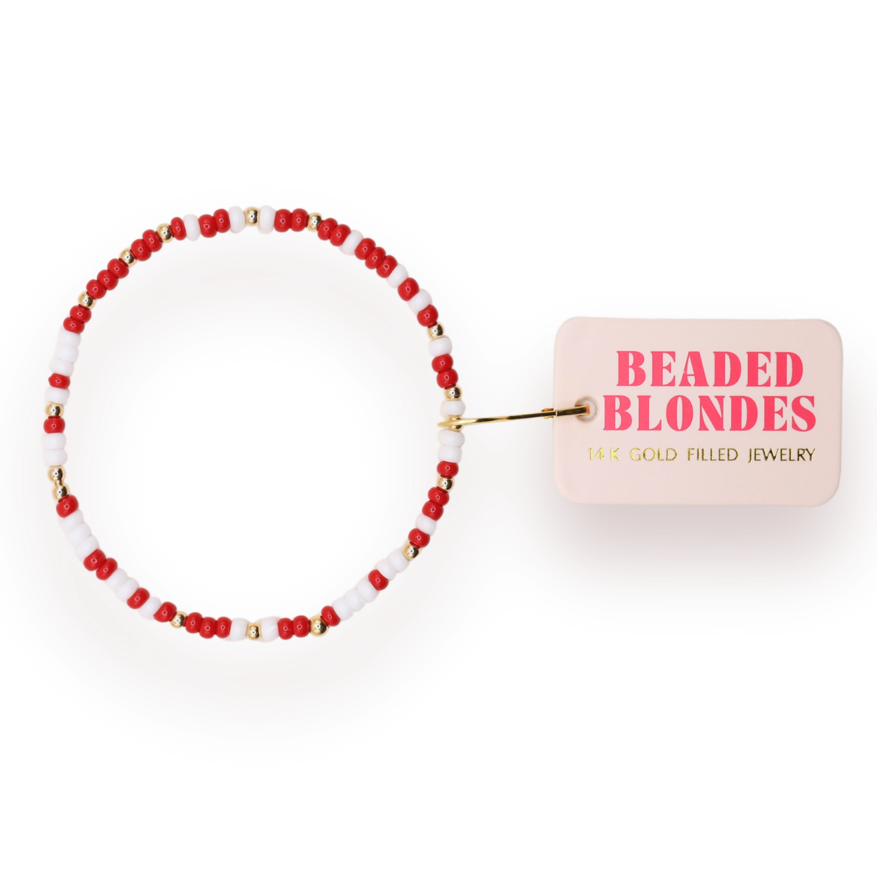 Crimson Red and White Sprinkle Bracelet: Standard 6.75 inch