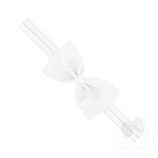 Small Scalloped Edge Grosgrain Bow on Elastic Band