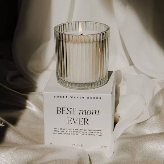 Best Mom Ever Soy Candle - Ribbed Glass Jar