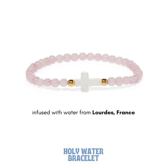 Holy Water Rose Quartz Bracelet: Gold Spacer Beads