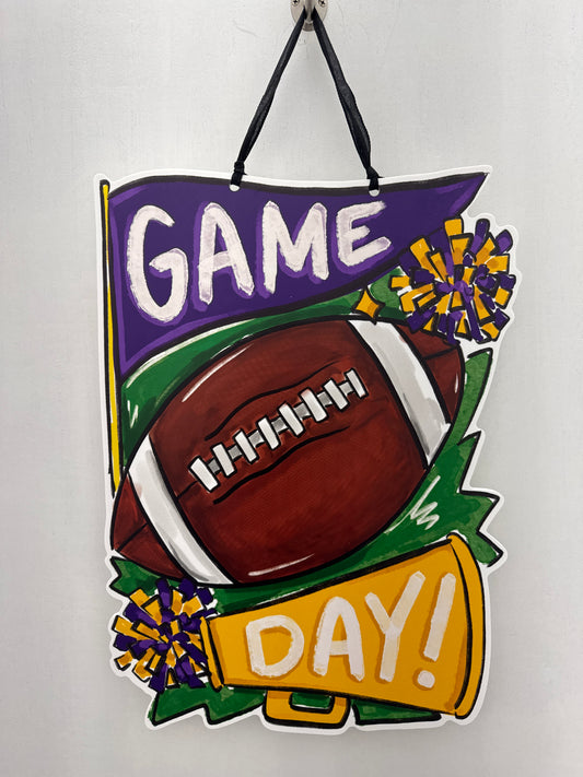 Door Hanger Purple and Gold Game Day